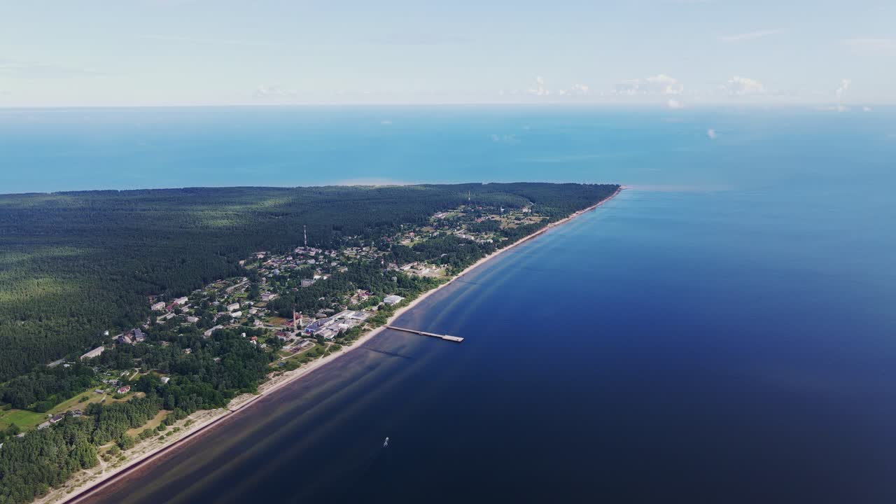 Aerial View of a Coastal Town on the Baltic Sea