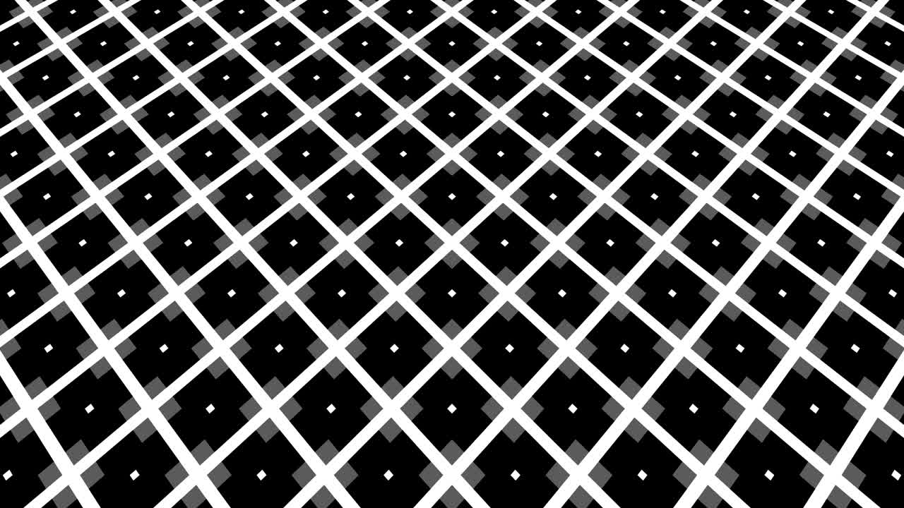 위로 기울어지고 움직이는 검은색과 색의 그래픽 패턴.