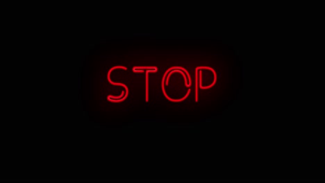 flashing stop electric red neon sign flashing on and off with flicker