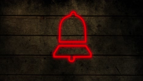 Animation-of-glowing-neon-bell-icon-on-brick-wall