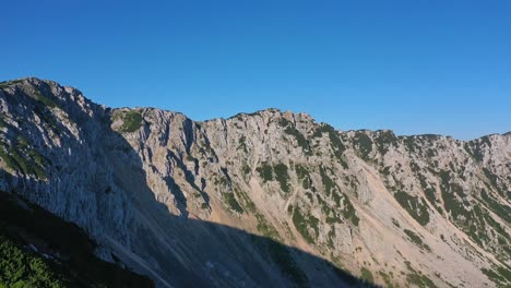 early morning aerial view of scenic and majestic mountain ridge of mountain petzen at st