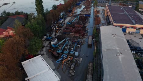 drone shot over flooded facility in ostrava