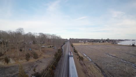 Aerial Dolly Shot Above a Locomotive Passing By