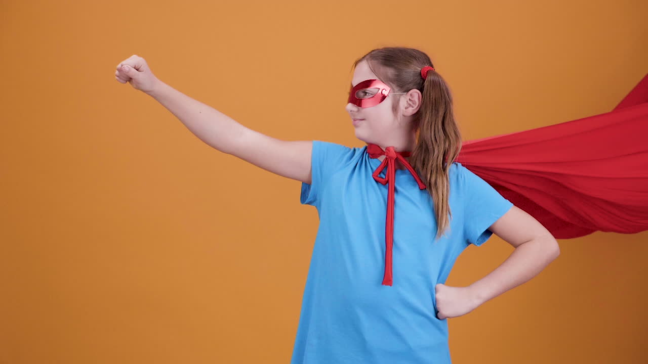 Girl in superhero costume