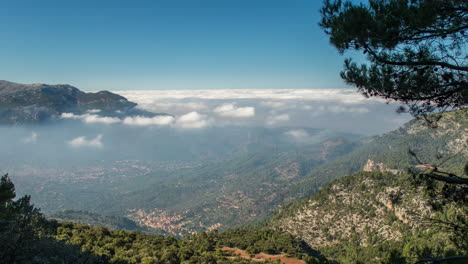 timelapse above the clouds of the sierra nevada mountains near to granada in spain