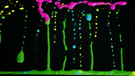 abstract paint drips and splashes on black background