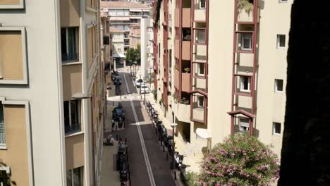narrow city street in a european town