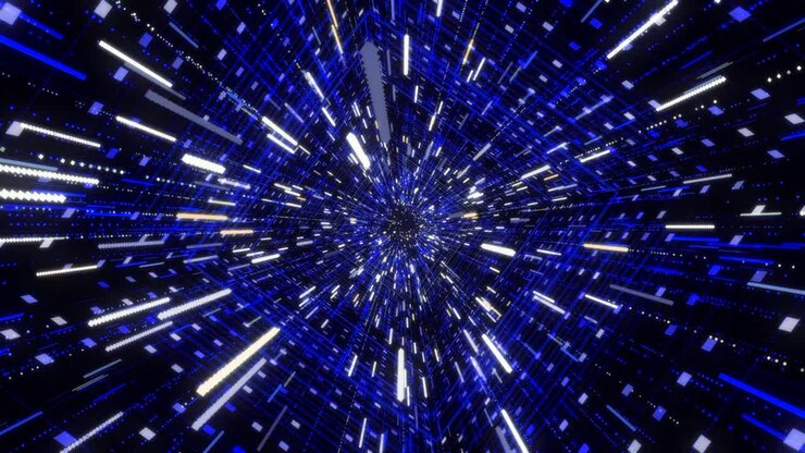Abstract Futuristic Tunnel with Glowing Lines