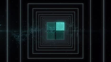 animation of data loading ring over digital tunnel