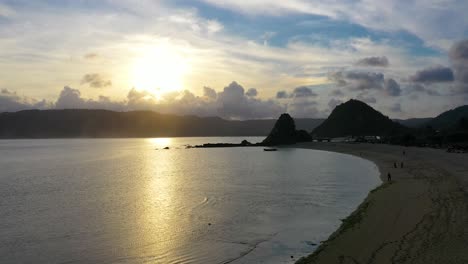 aerial tropical resort on kuta sand beach, lombok, indonesia