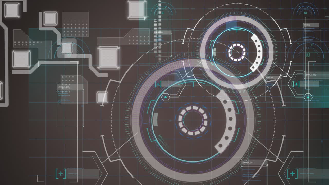 Animation of scopes scanning and network of connections over grid