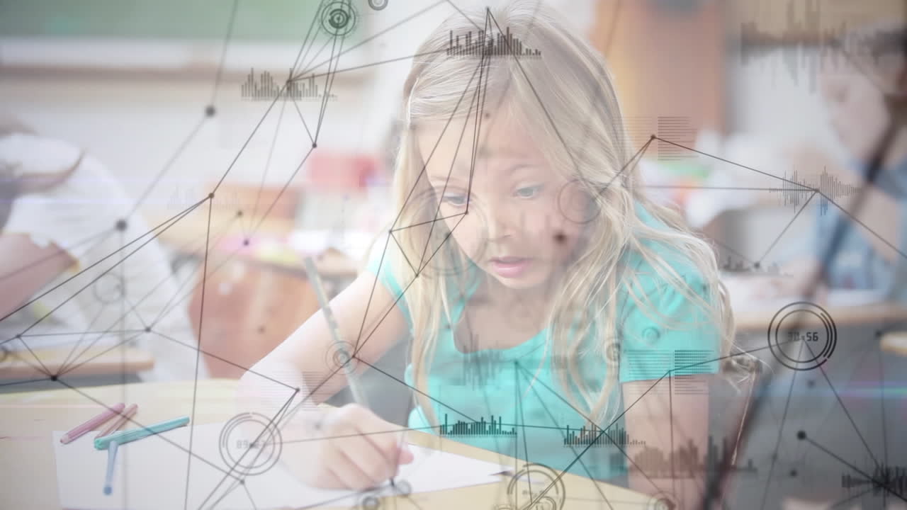 animación de la red de conexiones a través de la escritura de las escolares