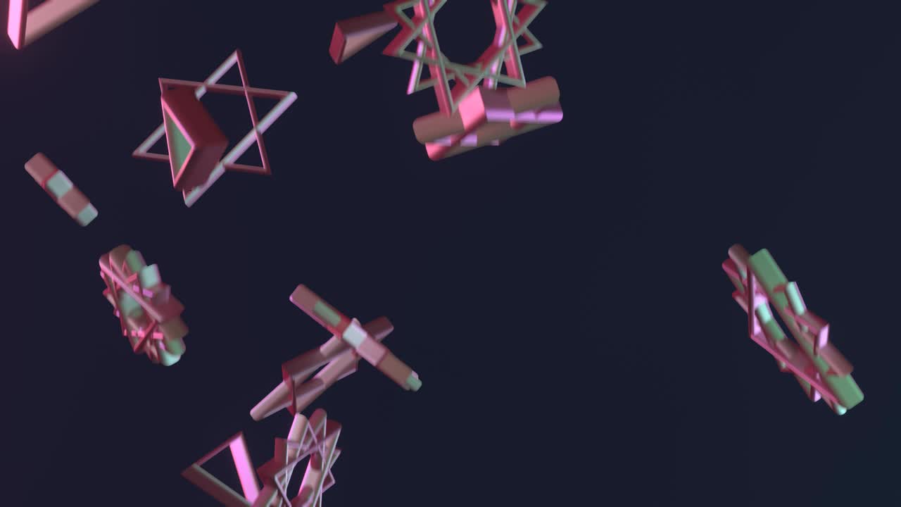 미래의 모양, 비행, 추상적인 물체의 애니메이션, 역동적인 기술 개념 배경.