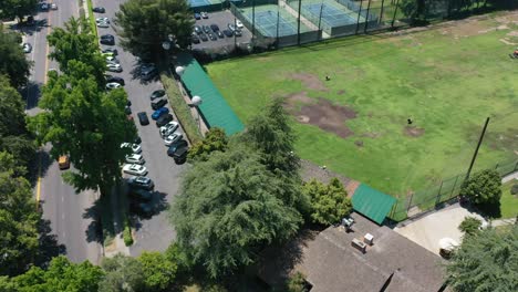 aerial view of park and  recreation center