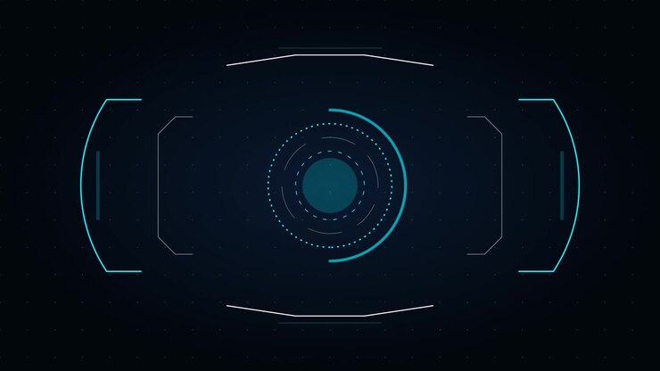 Futuristic Digital HUD Interface with Rotating Circular Elements