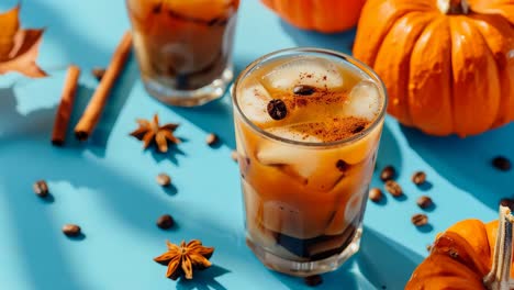 iced pumpkin spice coffee drink with pumpkin and spices