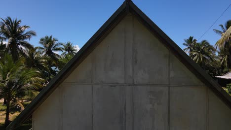 Aerial-vertical-clip-of-abandoned-church-in-remote-tropical-Australia