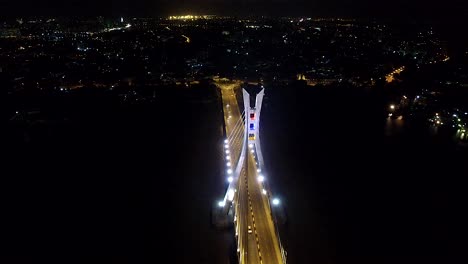 aerial view of lekki-ikoyi link bridge at night