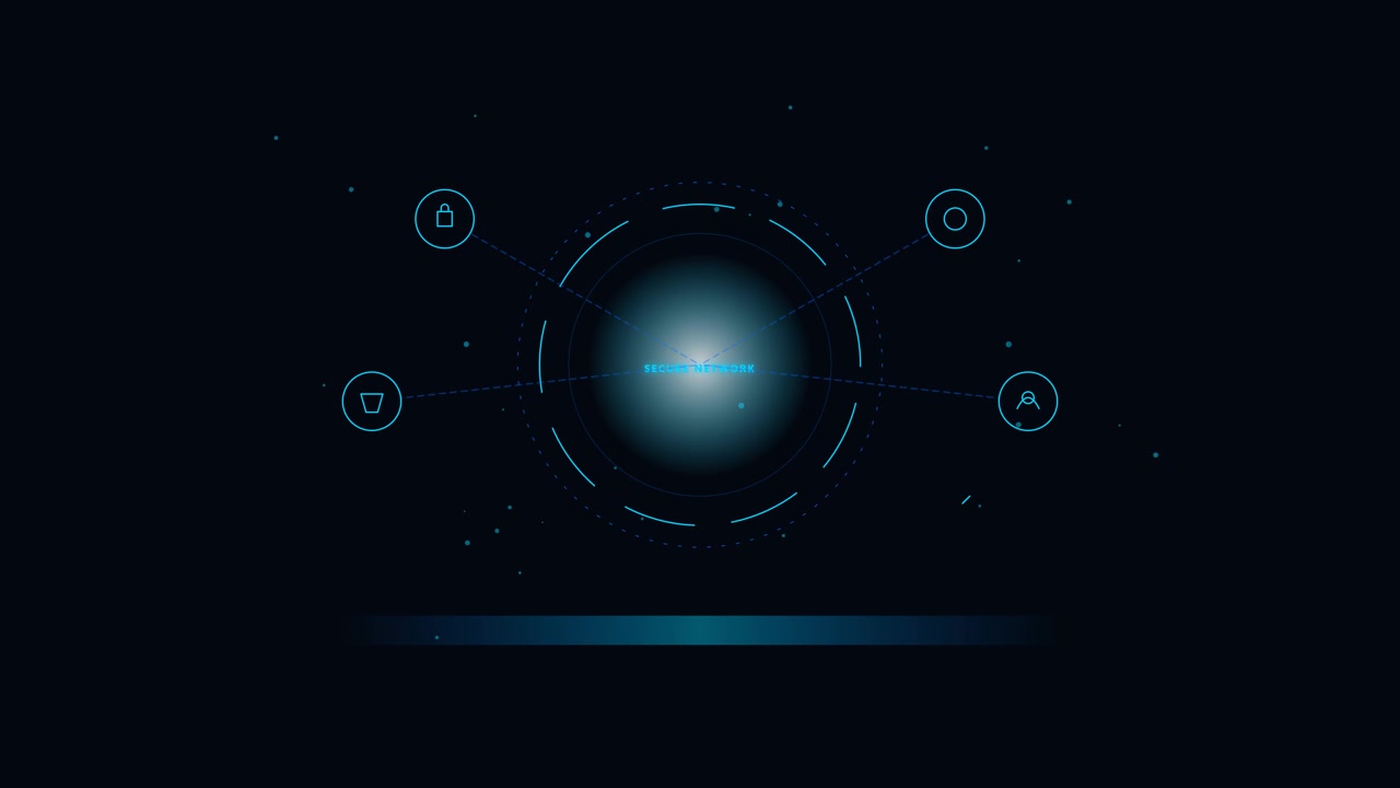 Digital Secure Network Interface with Glowing HUD Elements