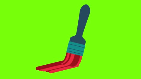animation of a brush with red color in a green screen background