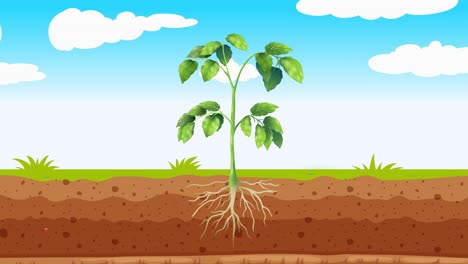 time-lapse of plant growth with changing soil layers