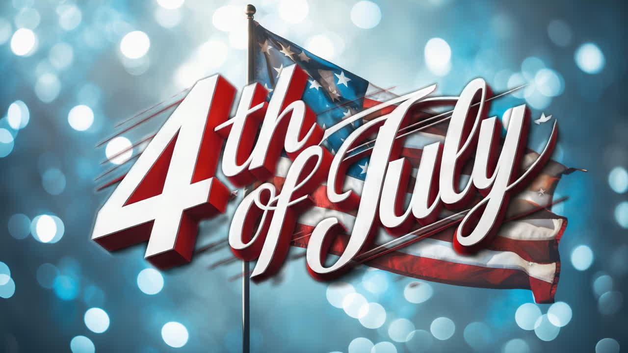 4th of July Celebration with American Flag and Stars