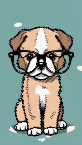 cute puppy with glasses illustration