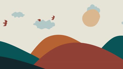 minimal mountain land space illustration loop background