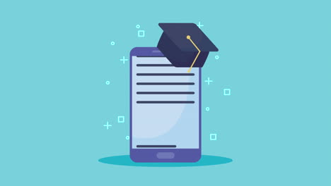 graduation cap on a smartphone