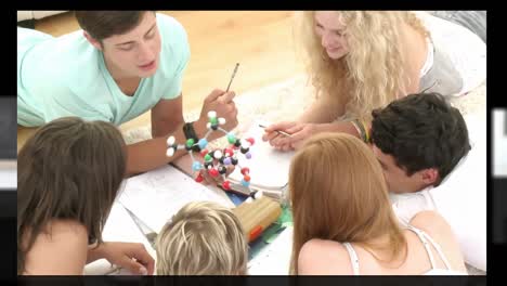 group of teenager studying together