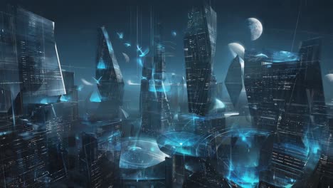 paisaje urbano futurista por la noche