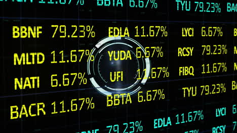animación del escaneo del alcance y el procesamiento de datos financieros