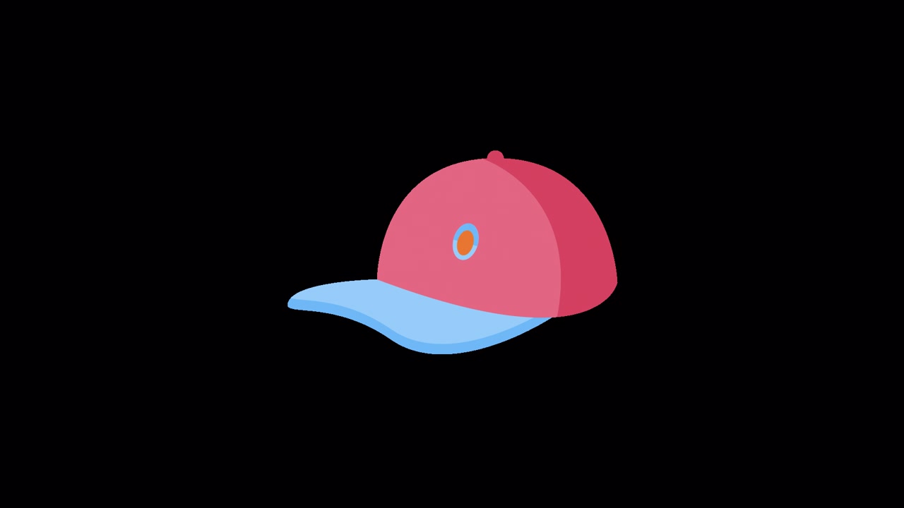 Animazione Icona Cappellino da Baseball Cartoon su Sfondo Trasparente