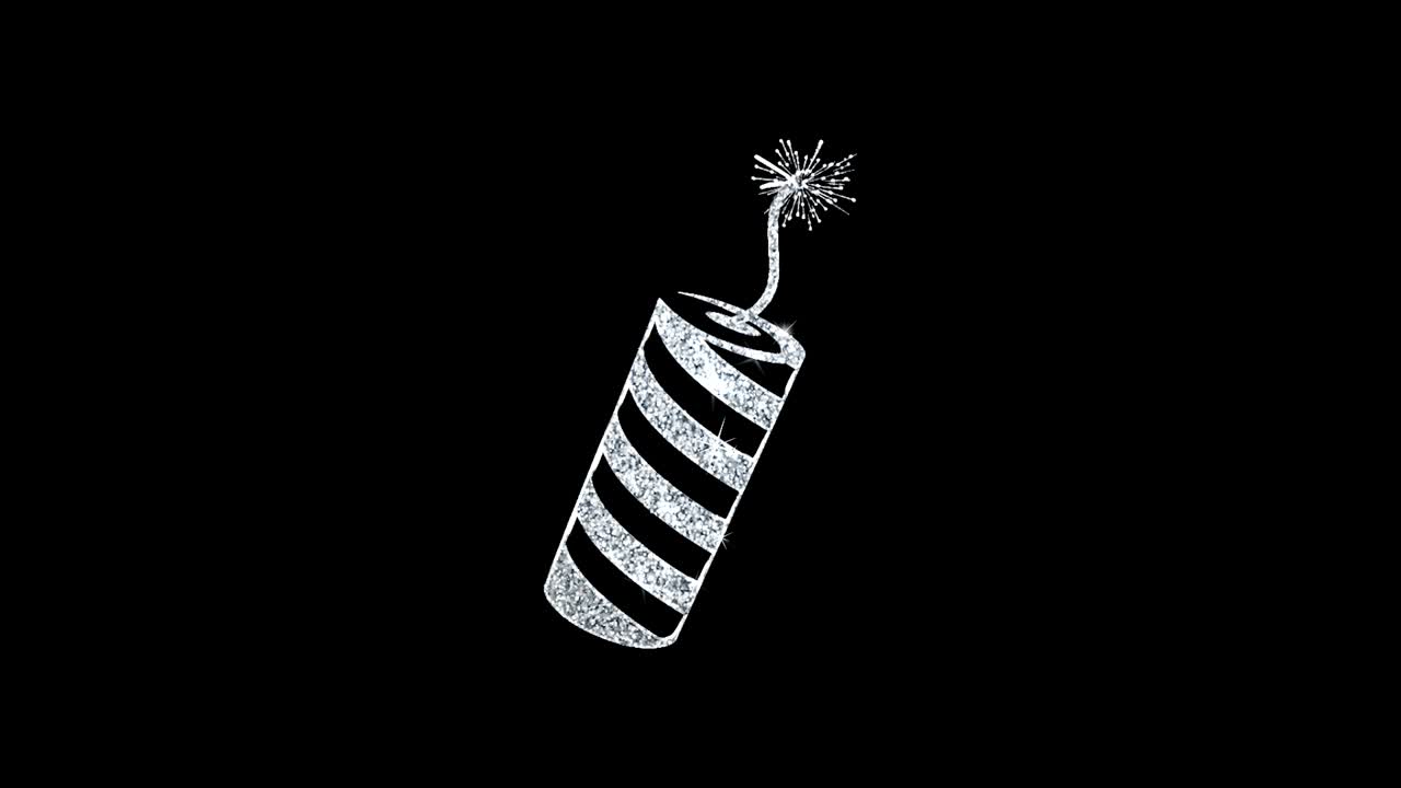 Icona esplosione bomba con effetto glitch, particelle scintillanti e lampeggianti in loop