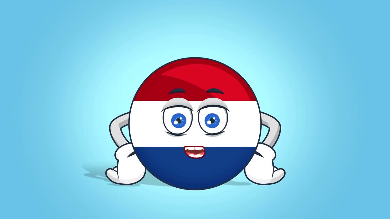 icono de dibujos animados bandera de los países bajos hablan con animación facial con alfa mate