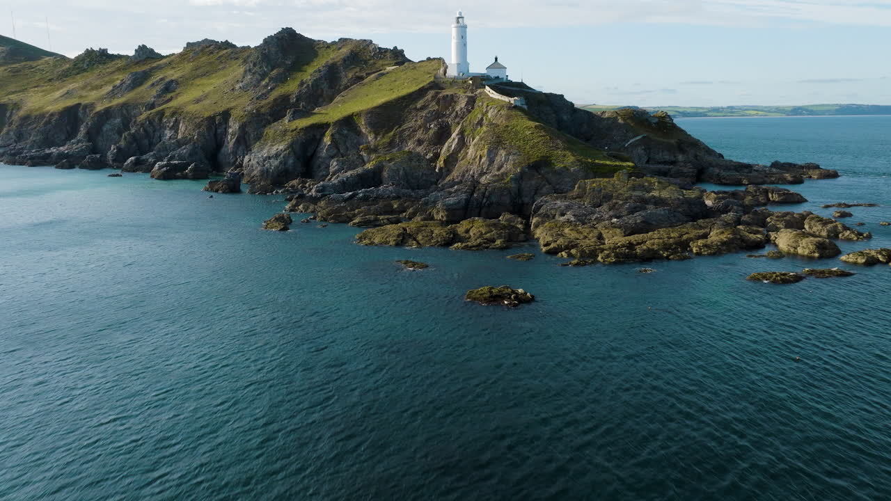 Lighthouse on a Coastal Cliff in Wales