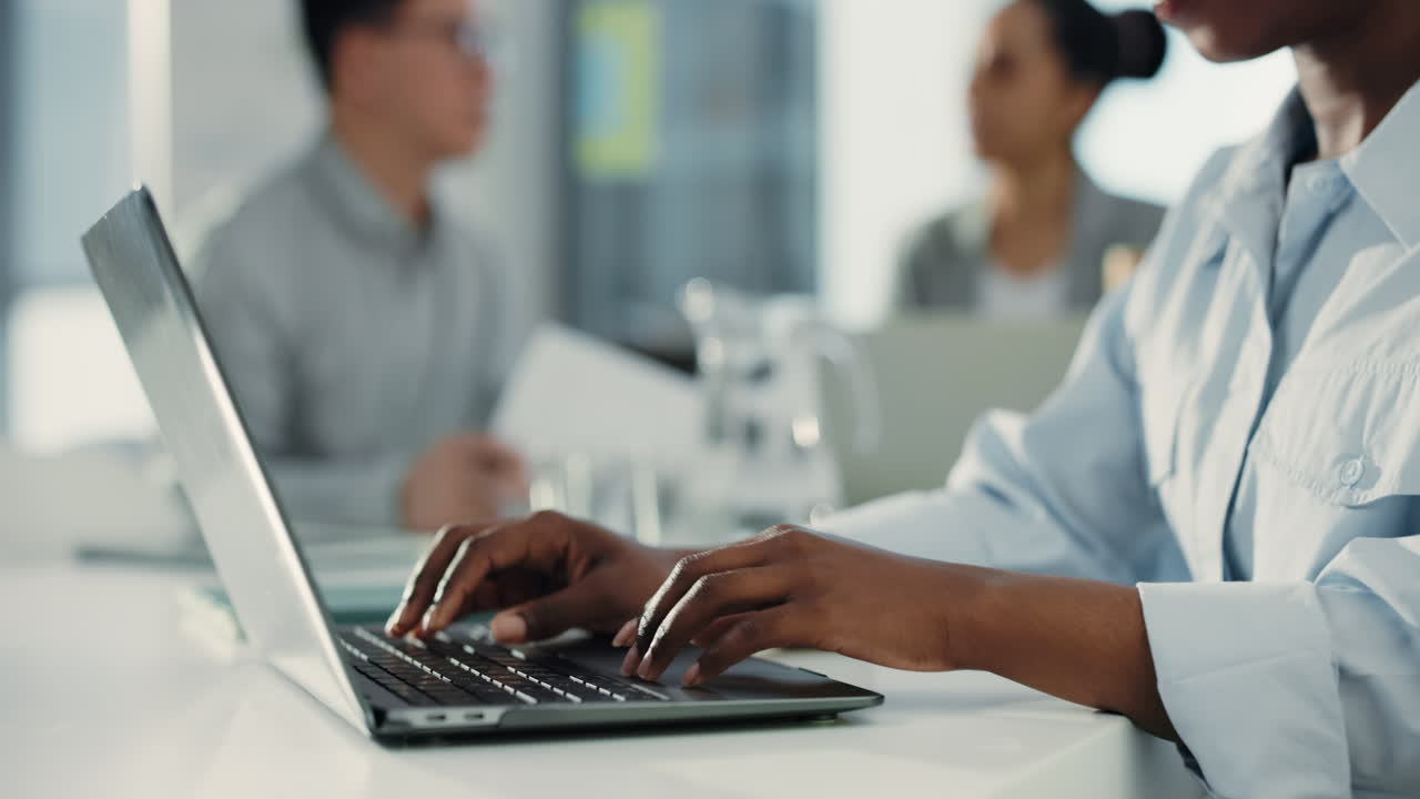 Business meeting with laptop