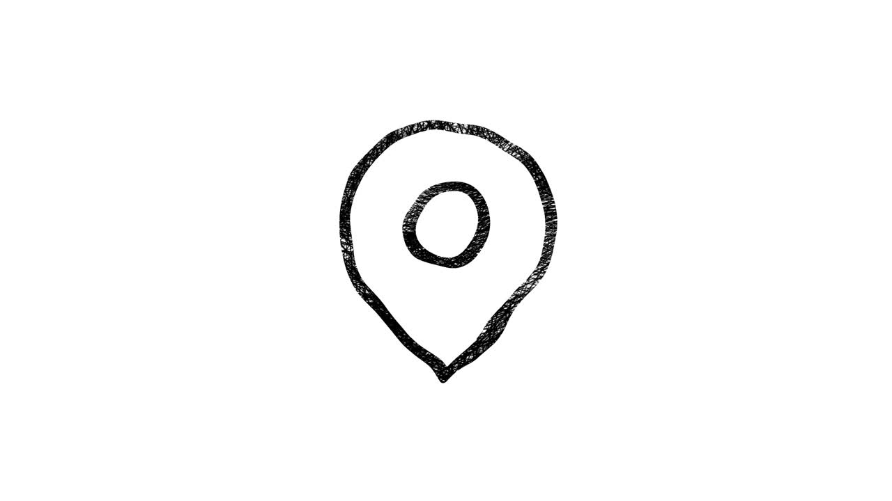 icono de ubicación en estilo de dibujo a mano. gráficos de movimiento