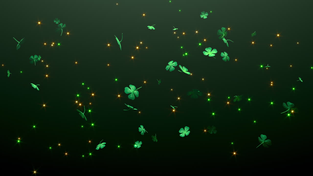 Loop an enchanting magical green clover celebration background perfect for festive occasions