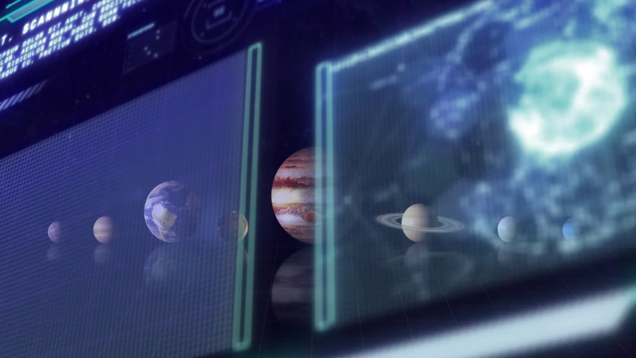 Animation of computer data processing over screens