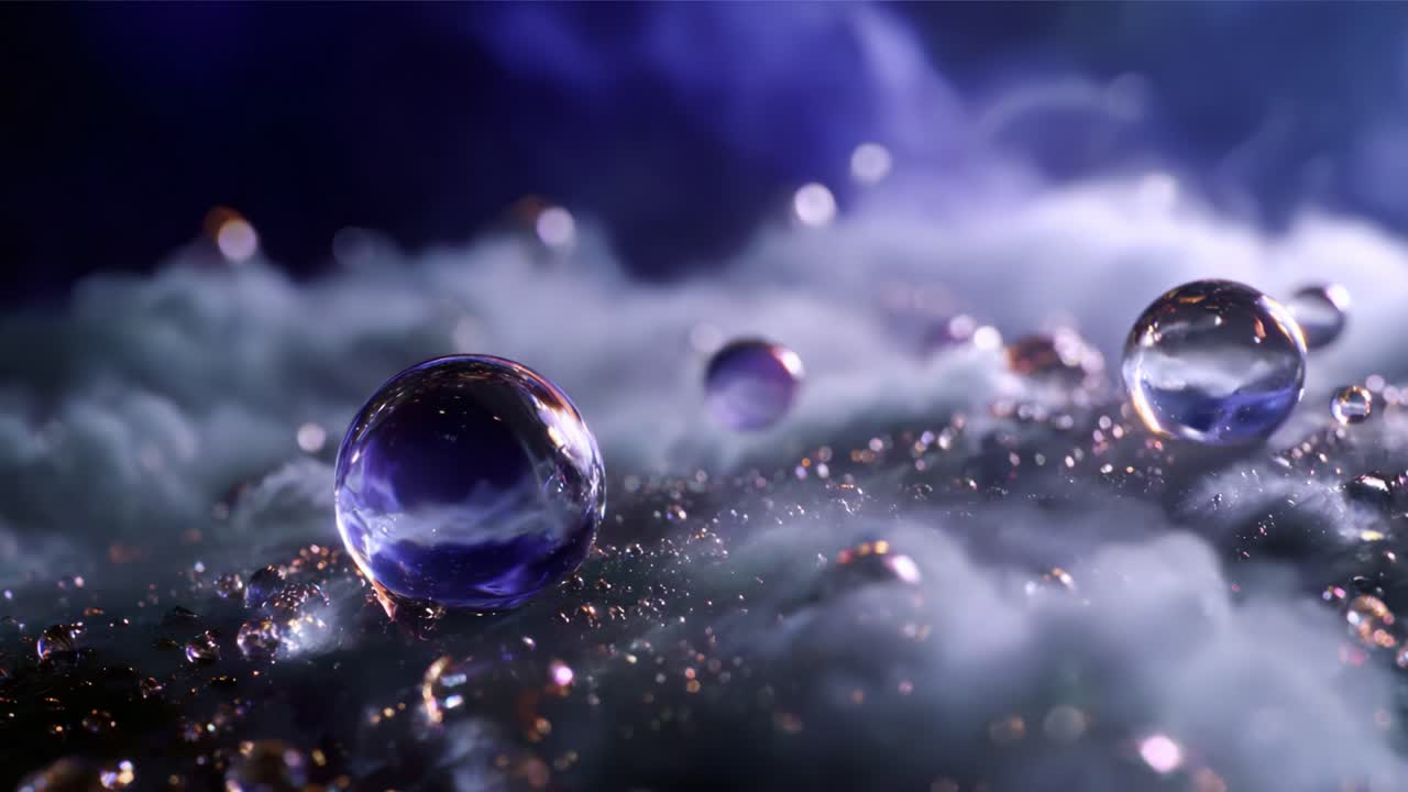 Captivating Journey Through a Dreamy Landscape of Orbs and Clouds, Featuring Ethereal Reflections and Intricate Details in a Colorful Atmospheric Scene