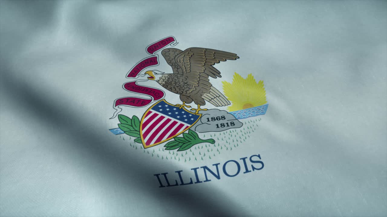 bandera del estado de illinois ondeando en el viento. bucle sin costuras con textura de tela muy detallada