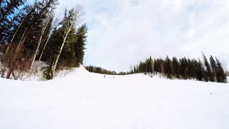 Snowboarder-surfing-on-snow-mountain-4k
