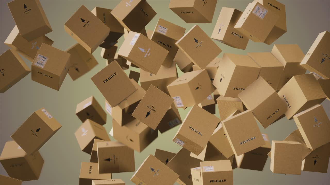 회색 배경의 만화 종이 컨테이너의 4k 비디오.