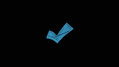 icono de marca de comprobación azul dibujado a mano