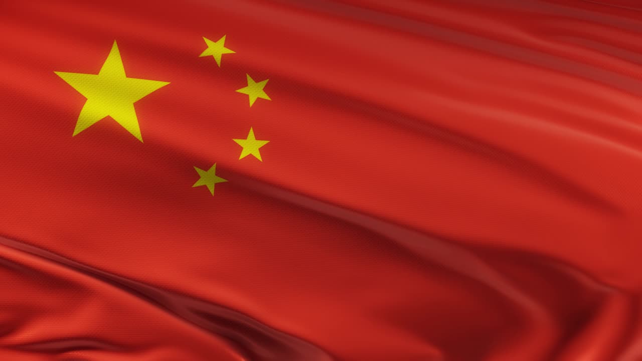 bandeira da china a agitar-se no vento