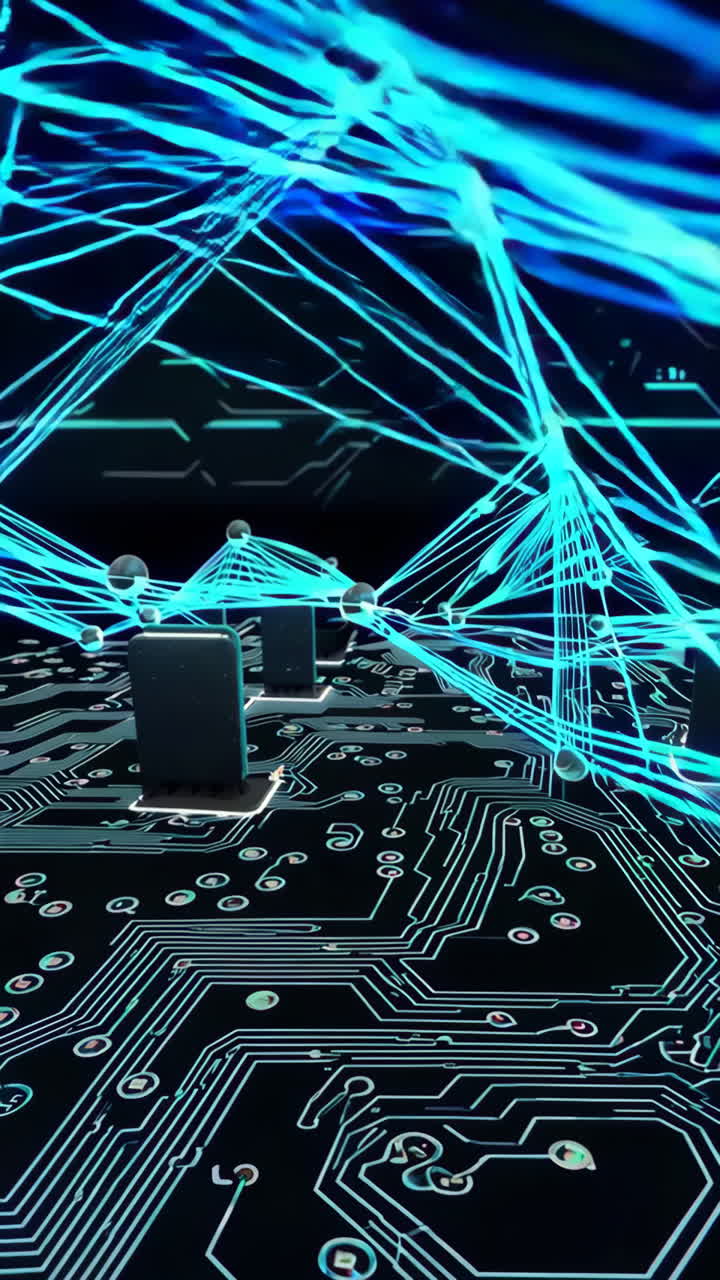 Abstract Circuit Board with Glowing Lines