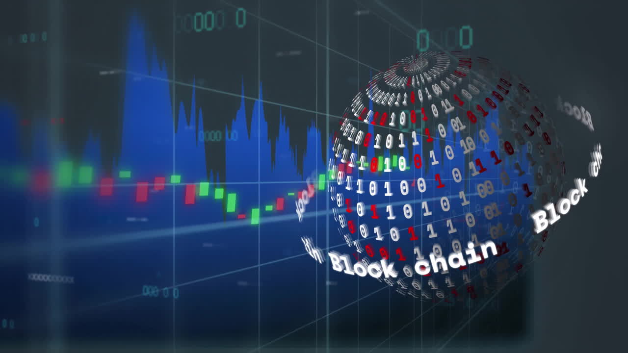 블록 체인 및 데이터 처리와 함께 지구의 애니메이션