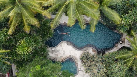 a woman taking a dip in the pool to refresh herself