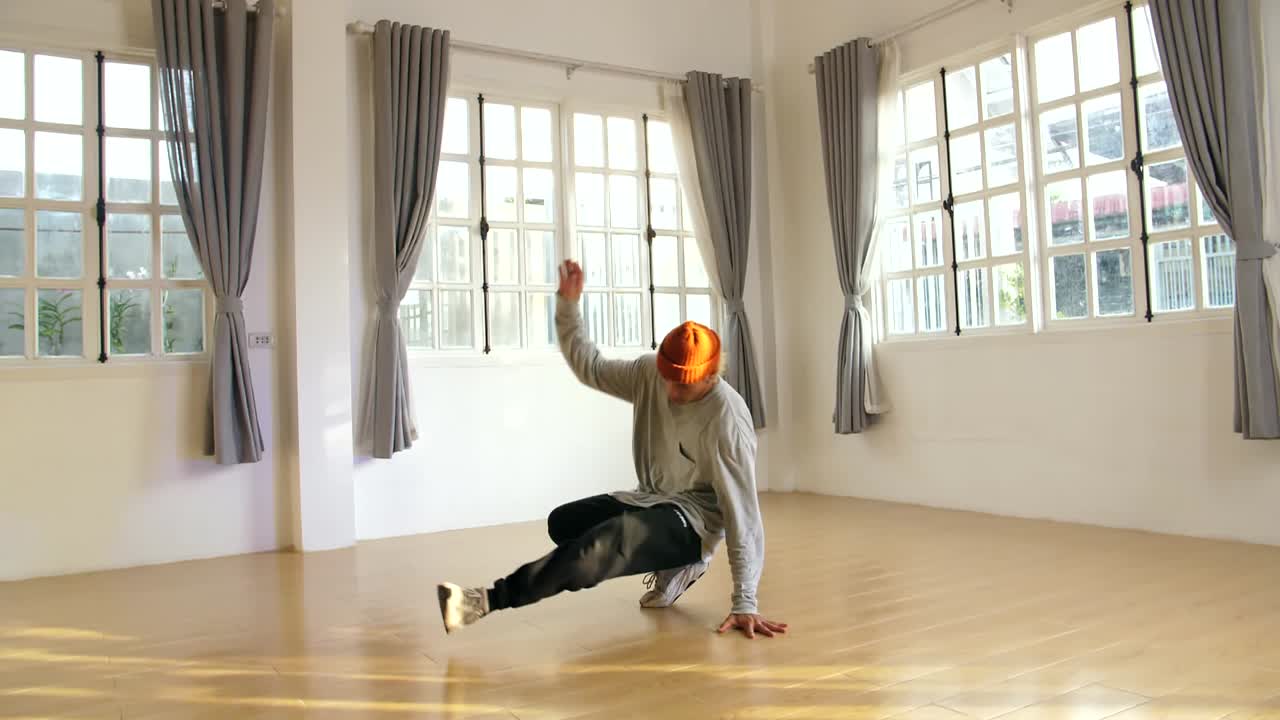 Young Male Breakdancer Training, Slow Motion